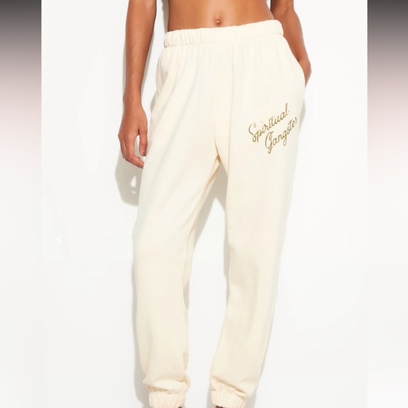 Spiritual Gangster Pants - Spiritual Gangster Cream Joggers for Women